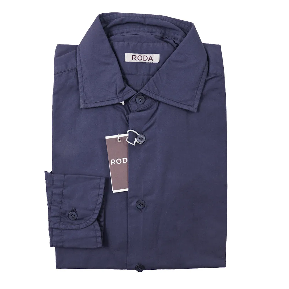 Roda Slim-Fit Navy Blue Cotton Shirt