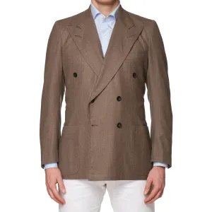 RUBINACCI LH Handmade Bespoke Taupe Gray Wool-Cashmere DB Jacket EU 50 NEW US 40
