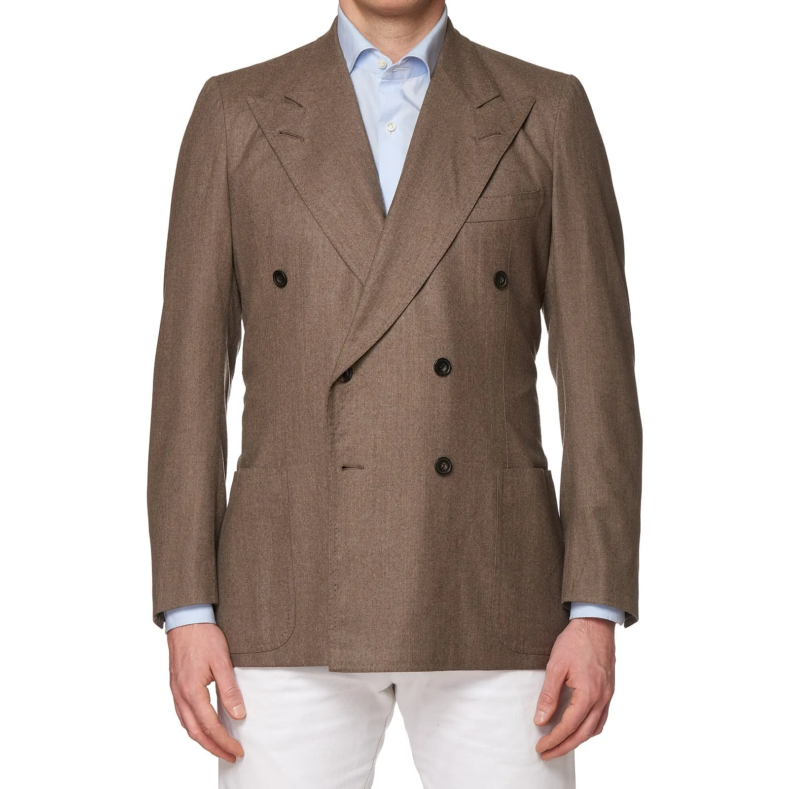 RUBINACCI LH Handmade Bespoke Taupe Gray Wool-Cashmere DB Jacket EU 50 NEW US 40
