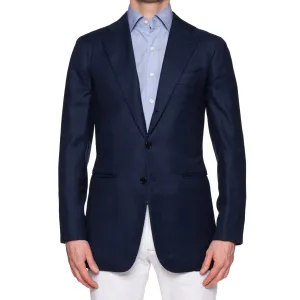 SARTORIA CHIAIA Bespoke Handmade Blue CERRUTI Wool Super 130's Jacket EU 46 US 36 Long