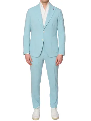 SARTORIA PARTENOPEA Azure Blue Melange  Summer Suit EU 48 NEW US 38 Current Model