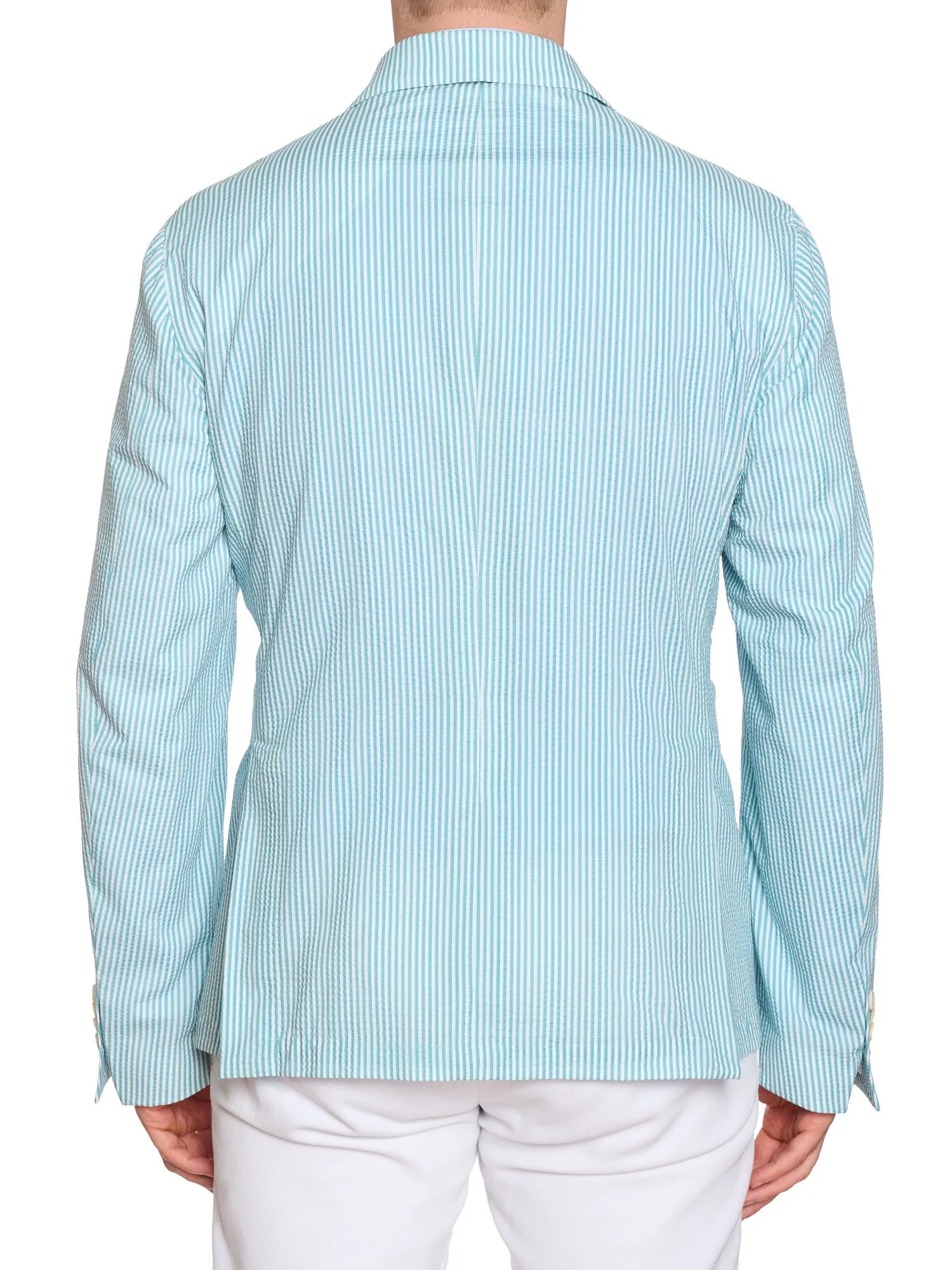 SARTORIA PARTENOPEA Azure Striped Seersucker Jacket EU 56 NEW US 46 Current Model