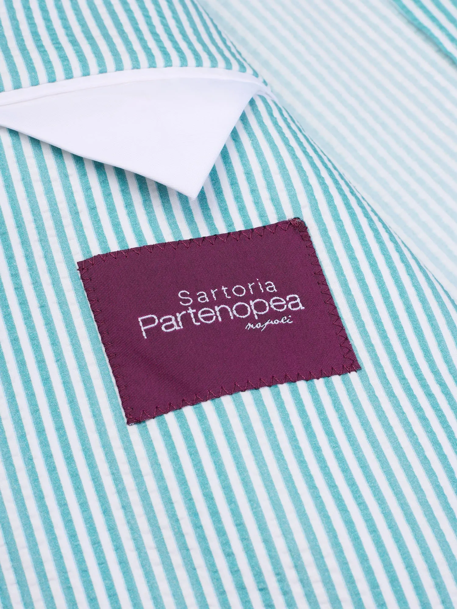 SARTORIA PARTENOPEA Azure Striped Seersucker Jacket EU 56 NEW US 46 Current Model