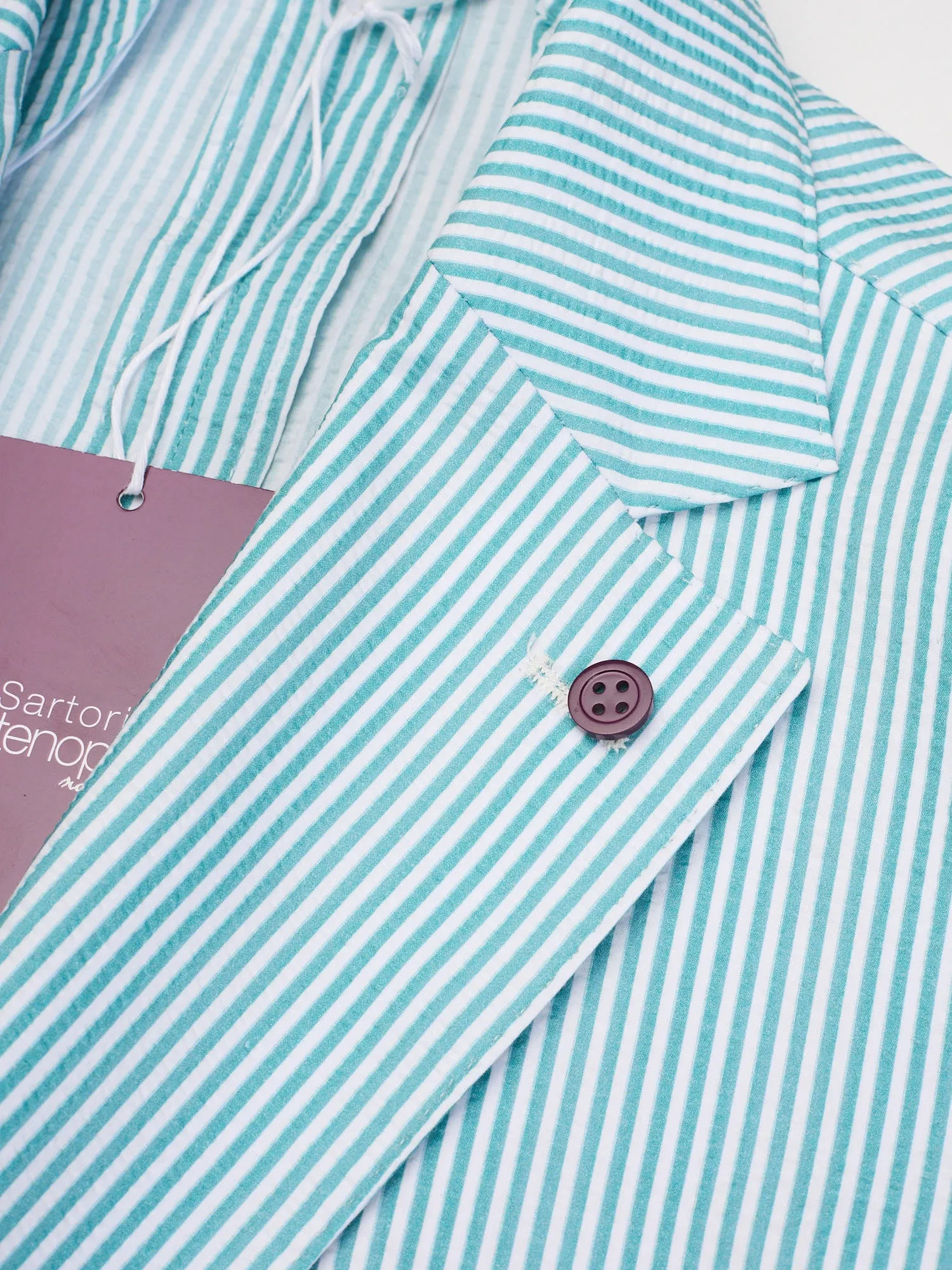 SARTORIA PARTENOPEA Azure Striped Seersucker Jacket EU 56 NEW US 46 Current Model