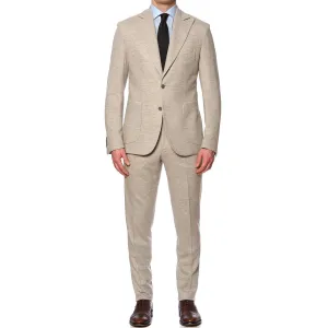 SARTORIA PARTENOPEA Beige Flannel Peak Lapel Wool Suit NEW Current Model