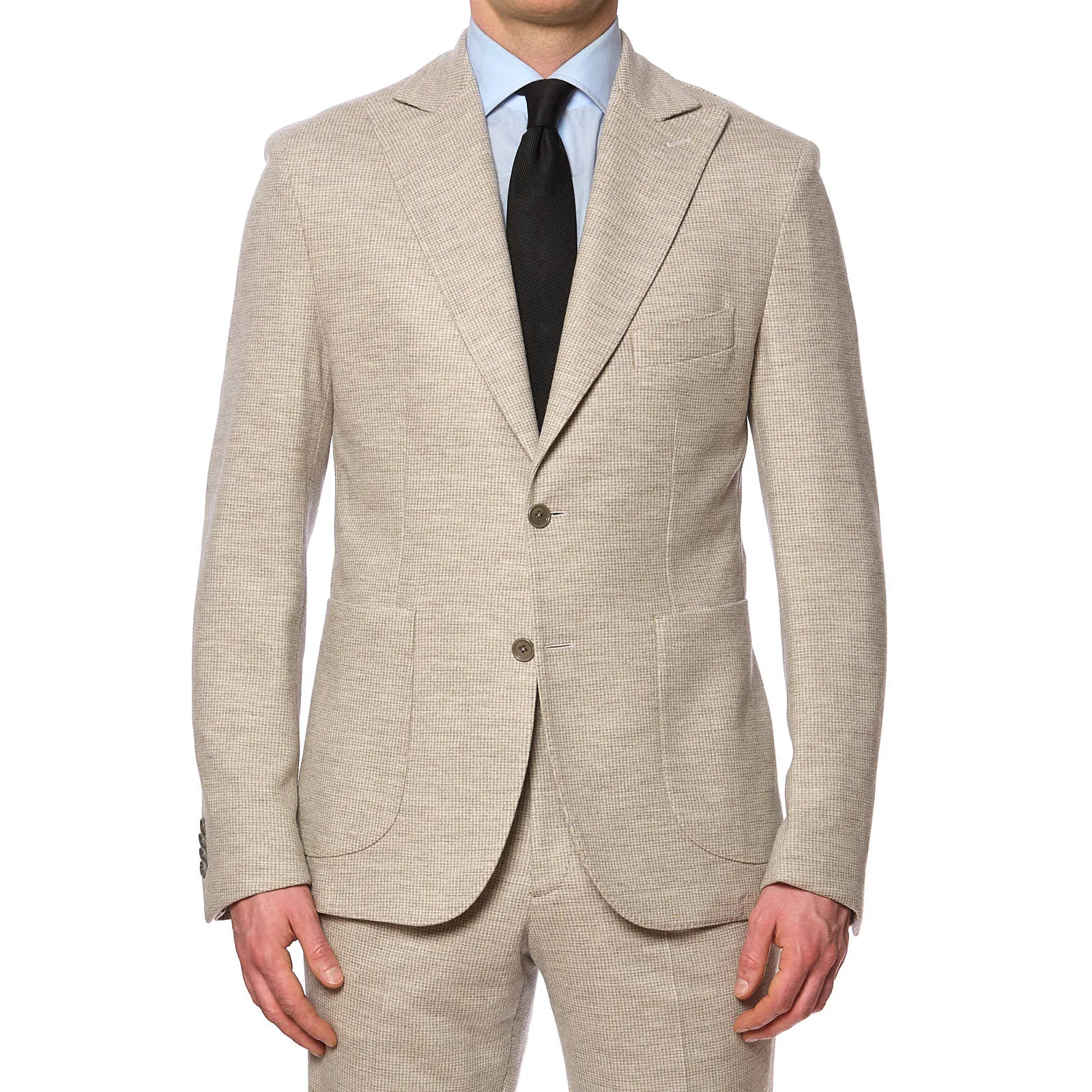 SARTORIA PARTENOPEA Beige Flannel Peak Lapel Wool Suit NEW Current Model