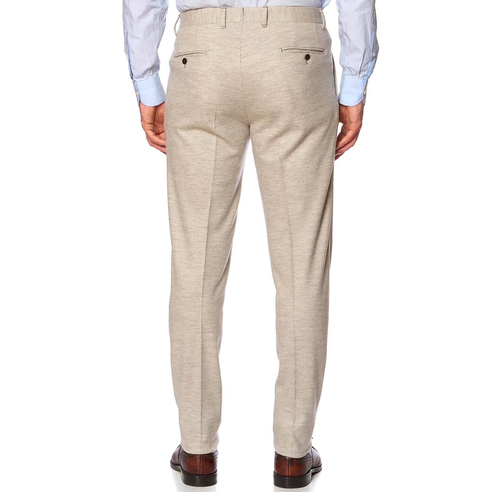 SARTORIA PARTENOPEA Beige Flannel Peak Lapel Wool Suit NEW Current Model