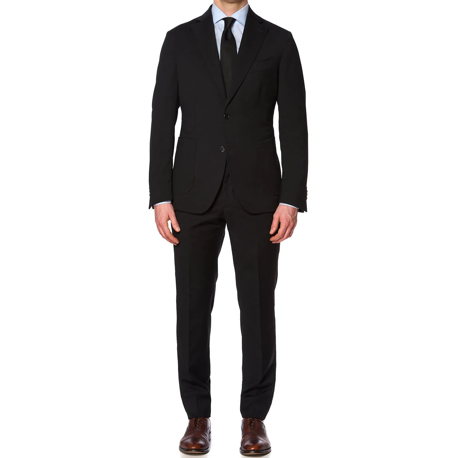 SARTORIA PARTENOPEA Black Super 130's Wool Unlined Suit NEW Current Model