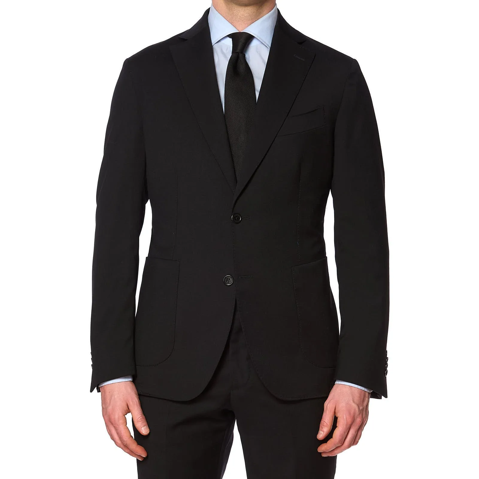 SARTORIA PARTENOPEA Black Super 130's Wool Unlined Suit NEW Current Model