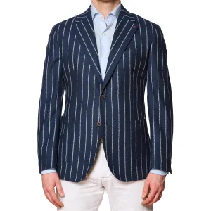 SARTORIA PARTENOPEA Blue Chalk Striped Wool Jacket NEW Current Model