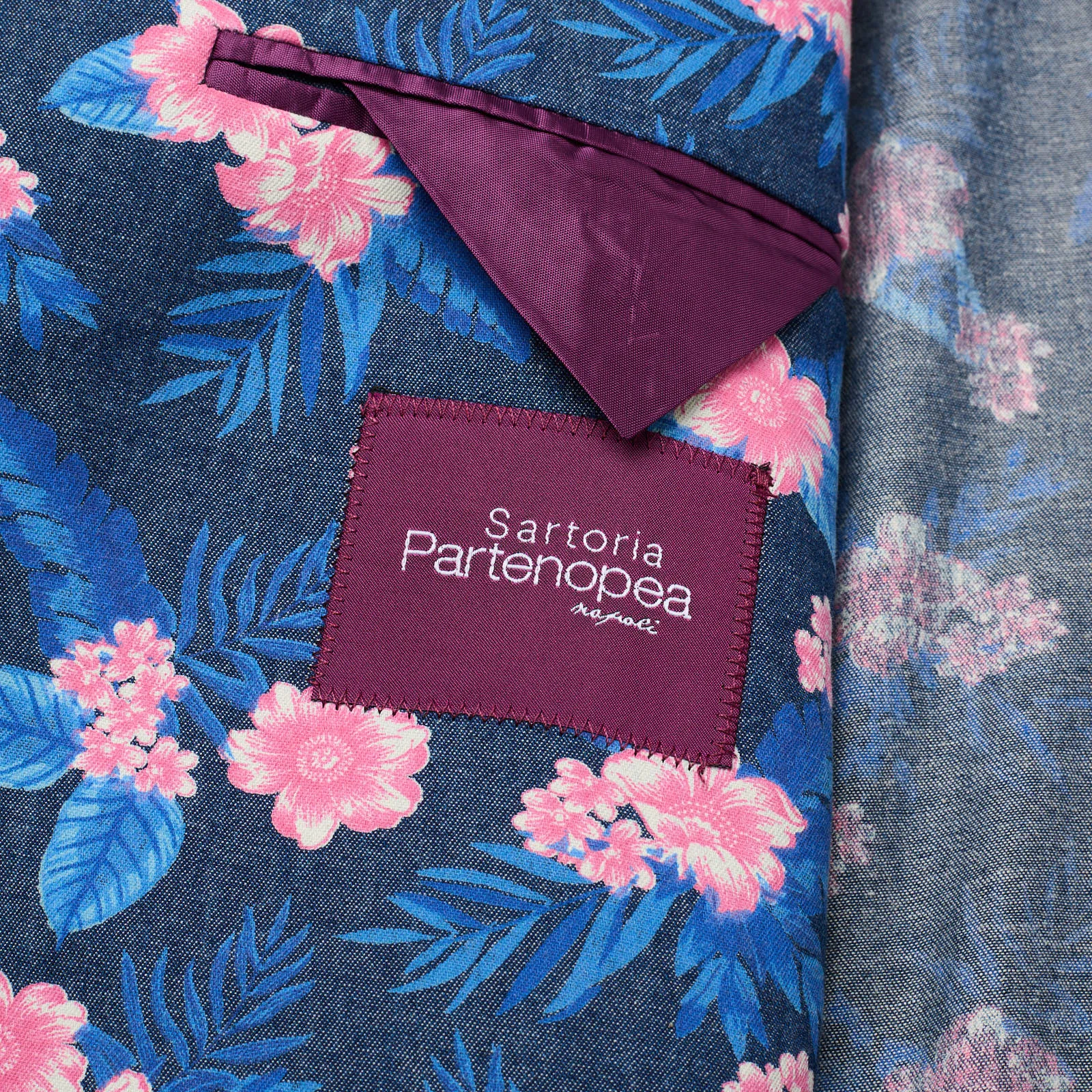 SARTORIA PARTENOPEA Blue-Pink Floral Design Cotton Jacket EU 50 NEW US 40 Current Model