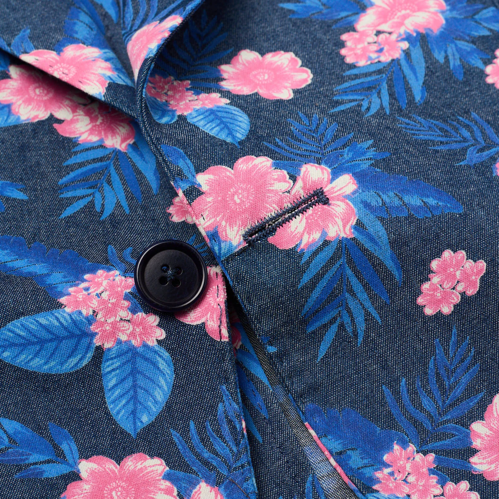 SARTORIA PARTENOPEA Blue-Pink Floral Design Cotton Jacket EU 50 NEW US 40 Current Model