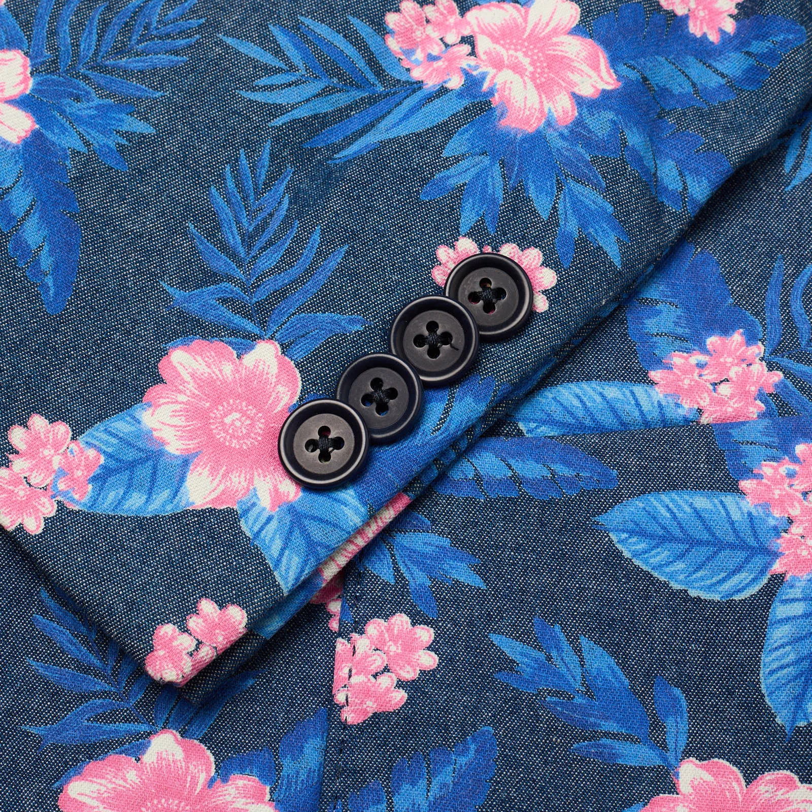 SARTORIA PARTENOPEA Blue-Pink Floral Design Cotton Jacket EU 50 NEW US 40 Current Model