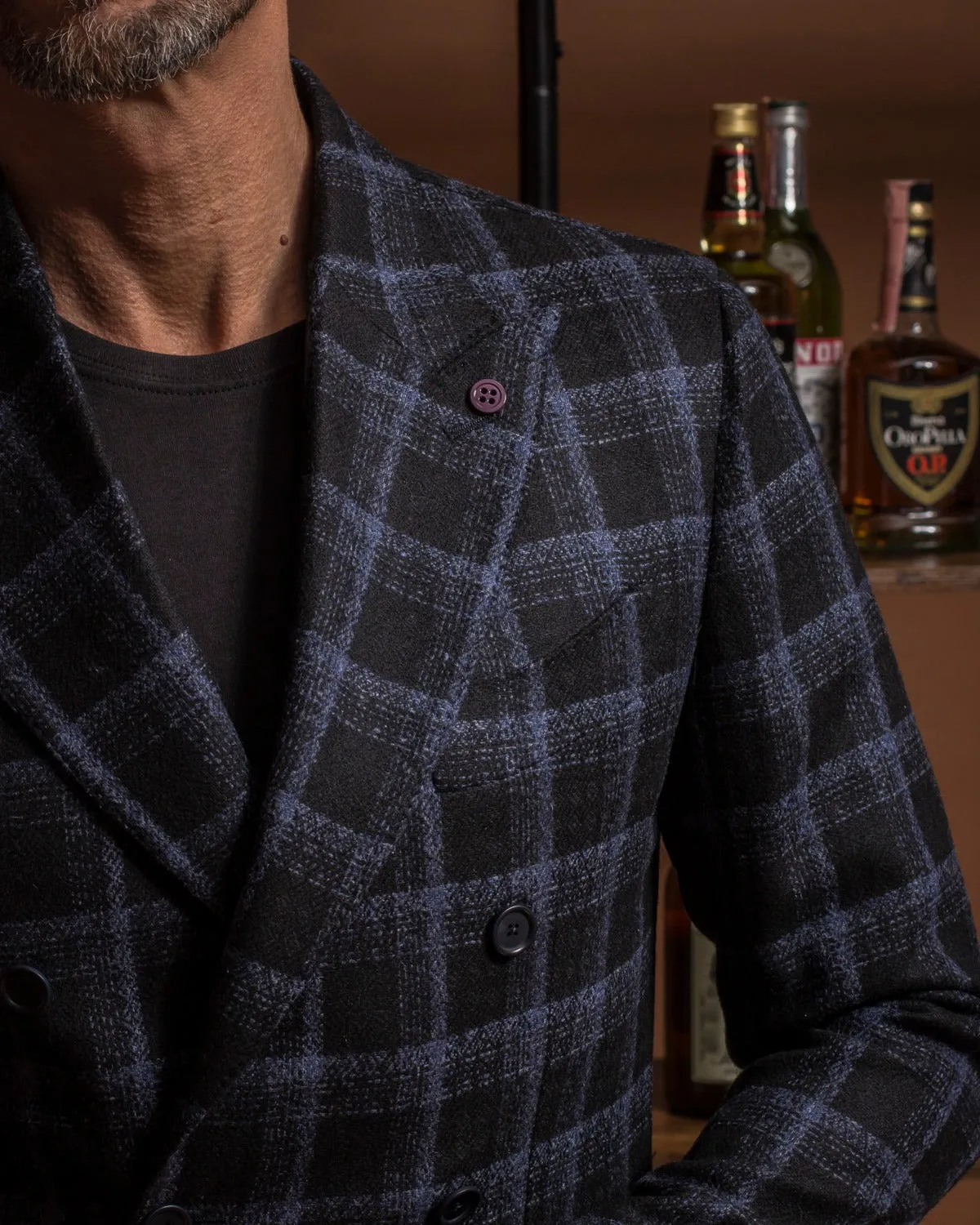 SARTORIA PARTENOPEA Blue Plaid Wool DB Jacket EU 50 NEW US 40 Current Model