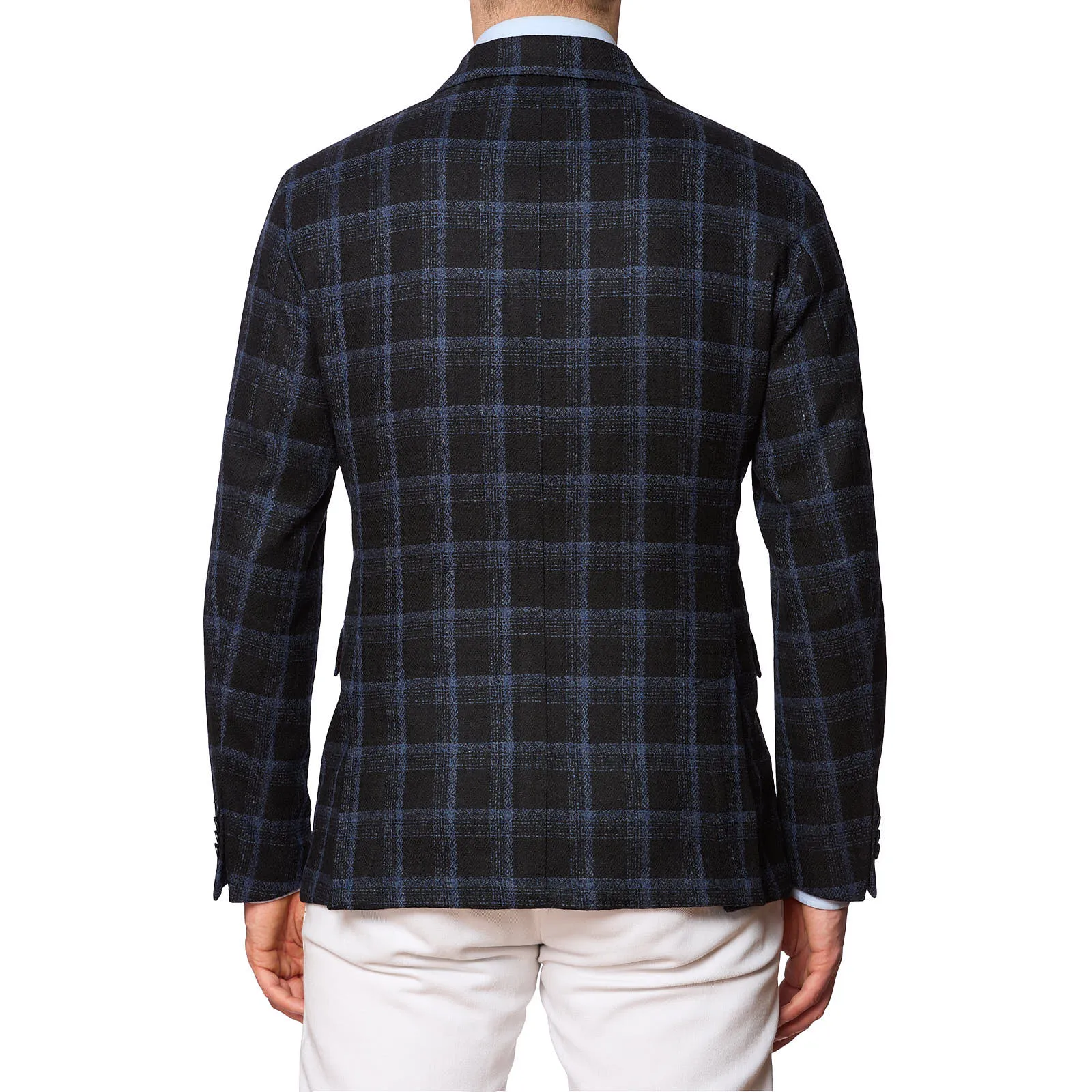 SARTORIA PARTENOPEA Blue Plaid Wool DB Jacket EU 50 NEW US 40 Current Model