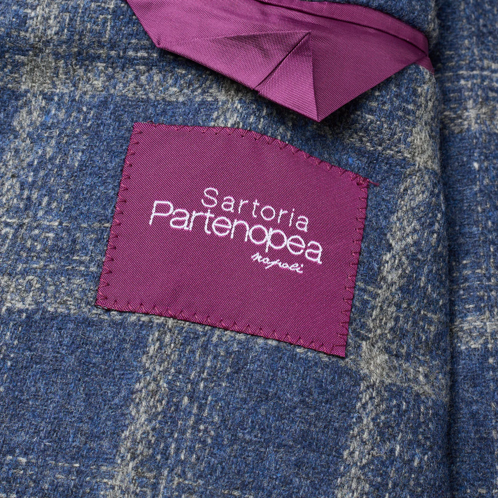 SARTORIA PARTENOPEA Blue Plaid Wool Jacket NEW Current Model