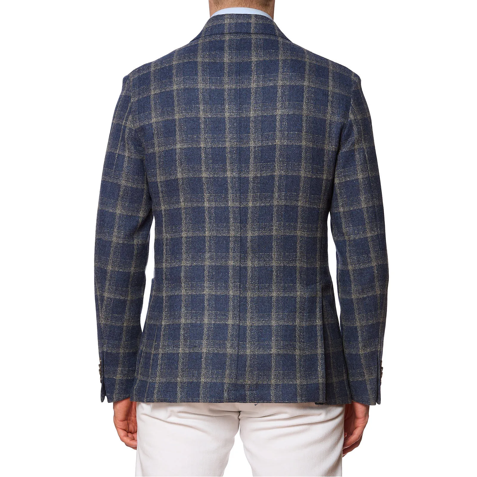 SARTORIA PARTENOPEA Blue Plaid Wool Jacket NEW Current Model