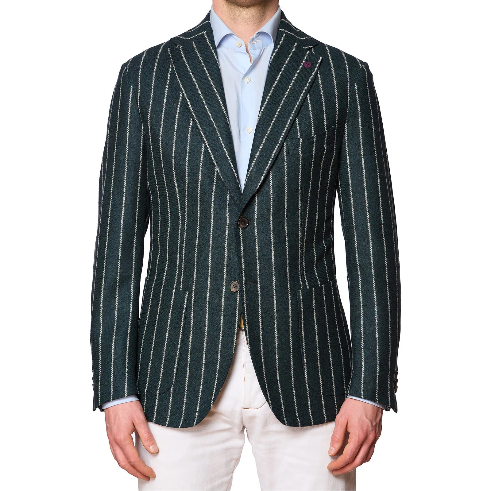 SARTORIA PARTENOPEA Bottle Green Striped Wool Jacket NEW Current Model