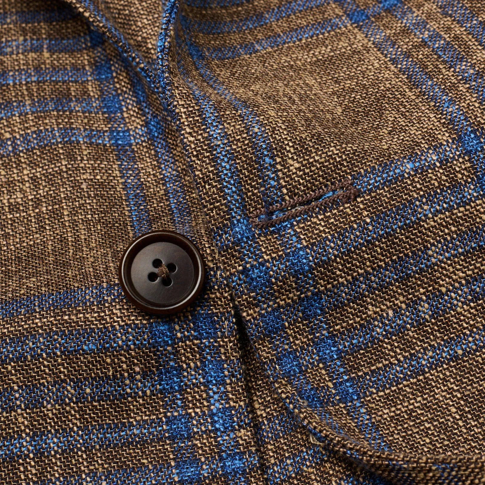 SARTORIA PARTENOPEA Brown-Blue Plaid Wool-Silk-Cotton Jacket NEW Current Model