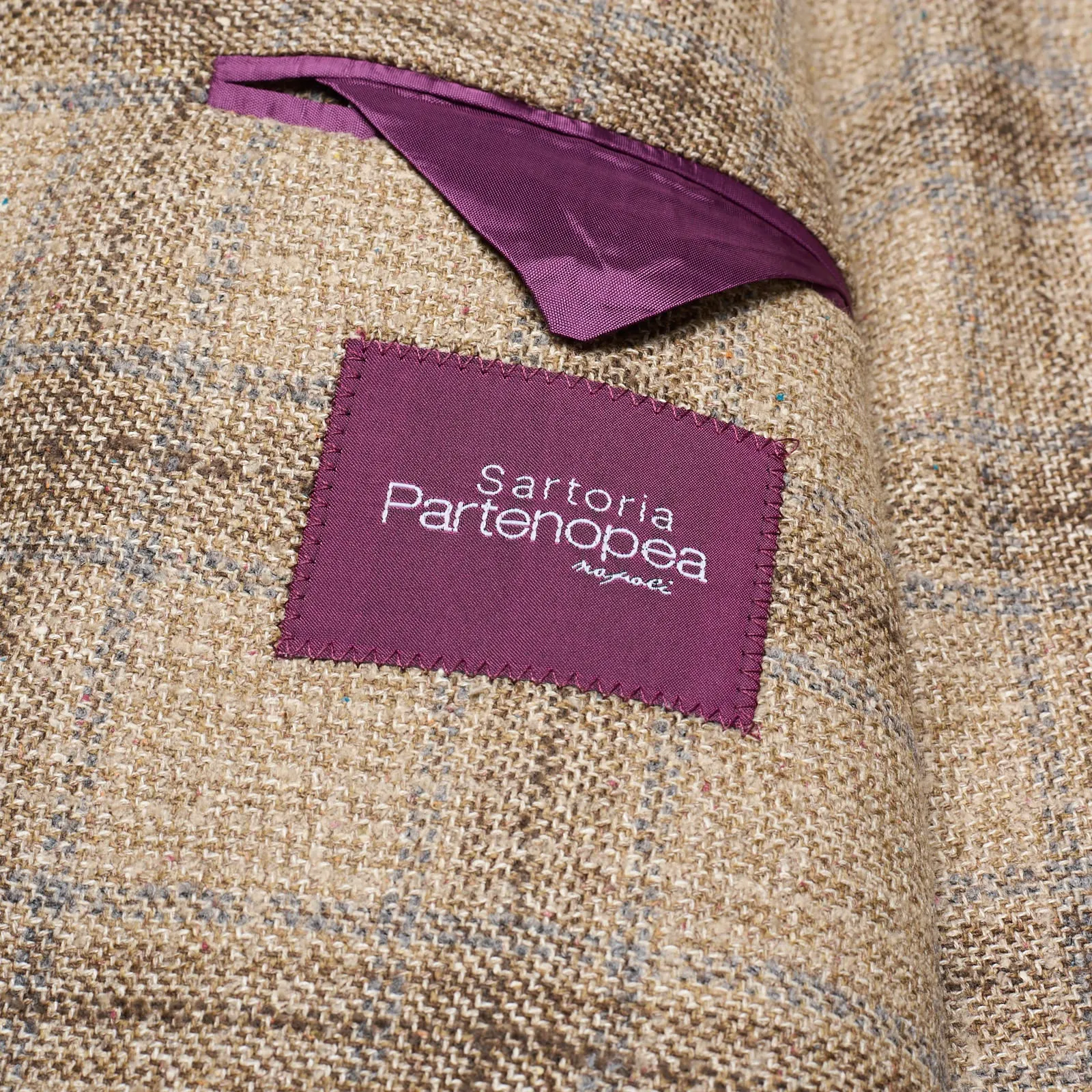 SARTORIA PARTENOPEA Brown Plaid Wool-Silk Jacket EU 50 NEW US 40 Current Model