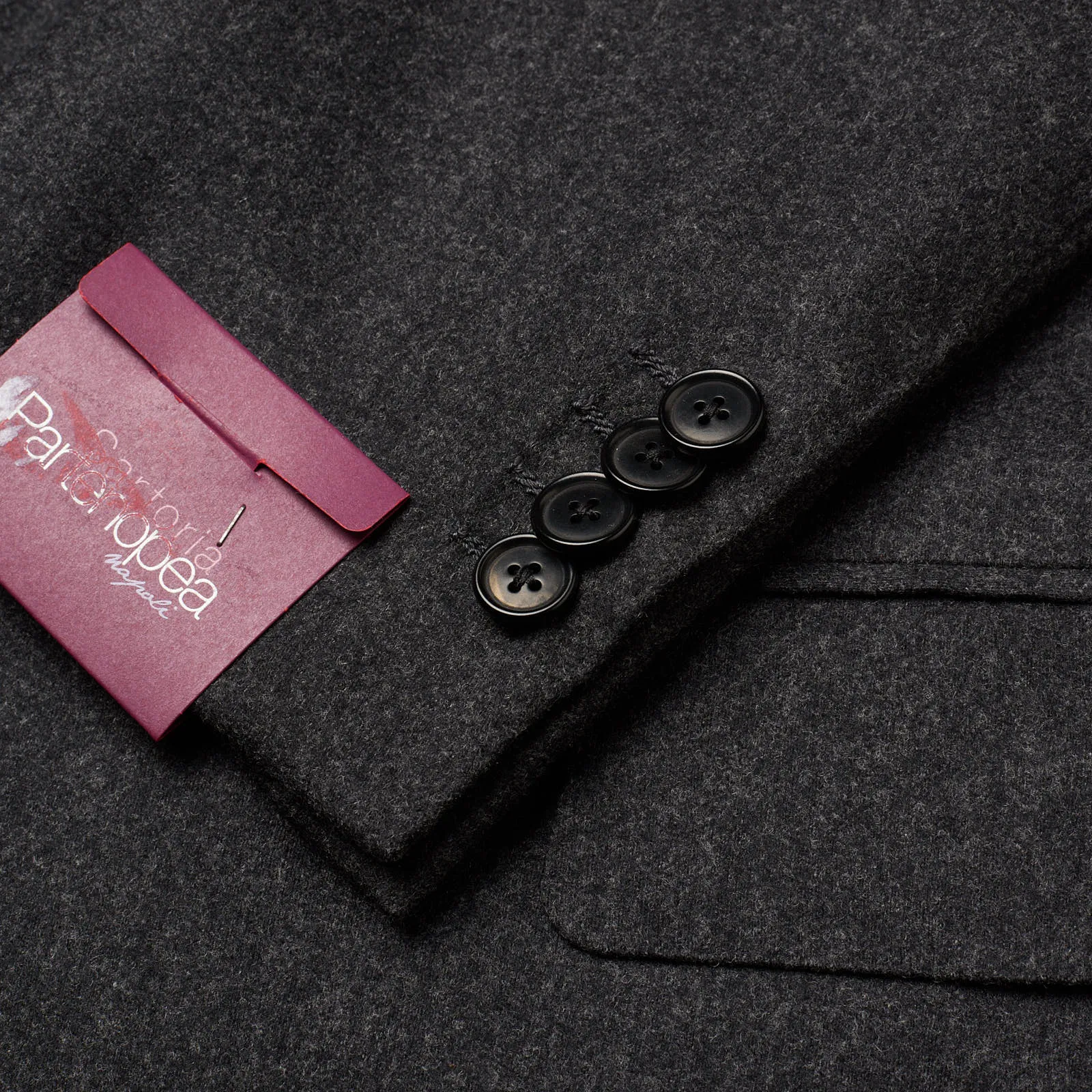 SARTORIA PARTENOPEA Charcoal Flannel S. 100's Handmade Suit EU 54 NEW US 42 44