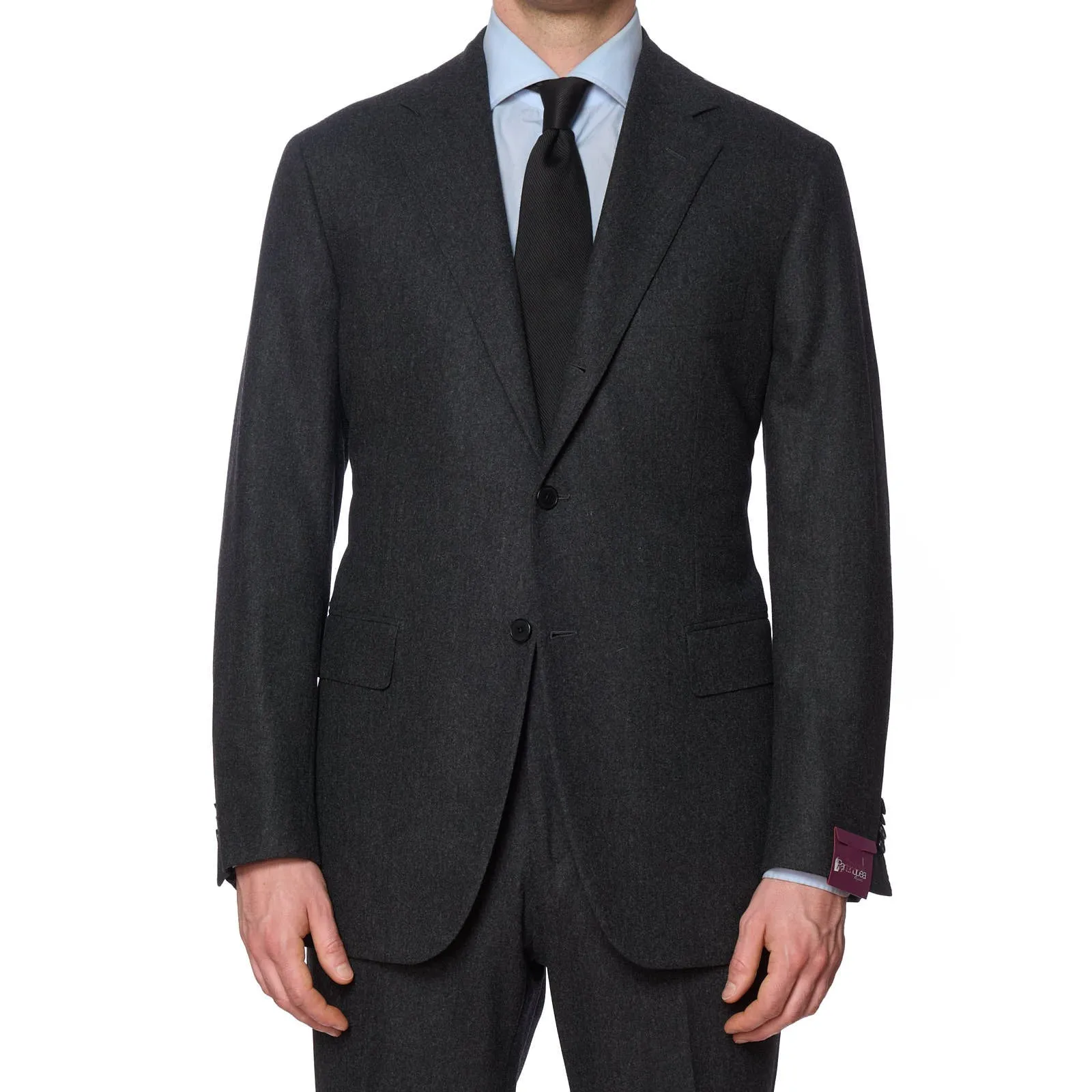 SARTORIA PARTENOPEA Charcoal Flannel S. 100's Handmade Suit EU 54 NEW US 42 44