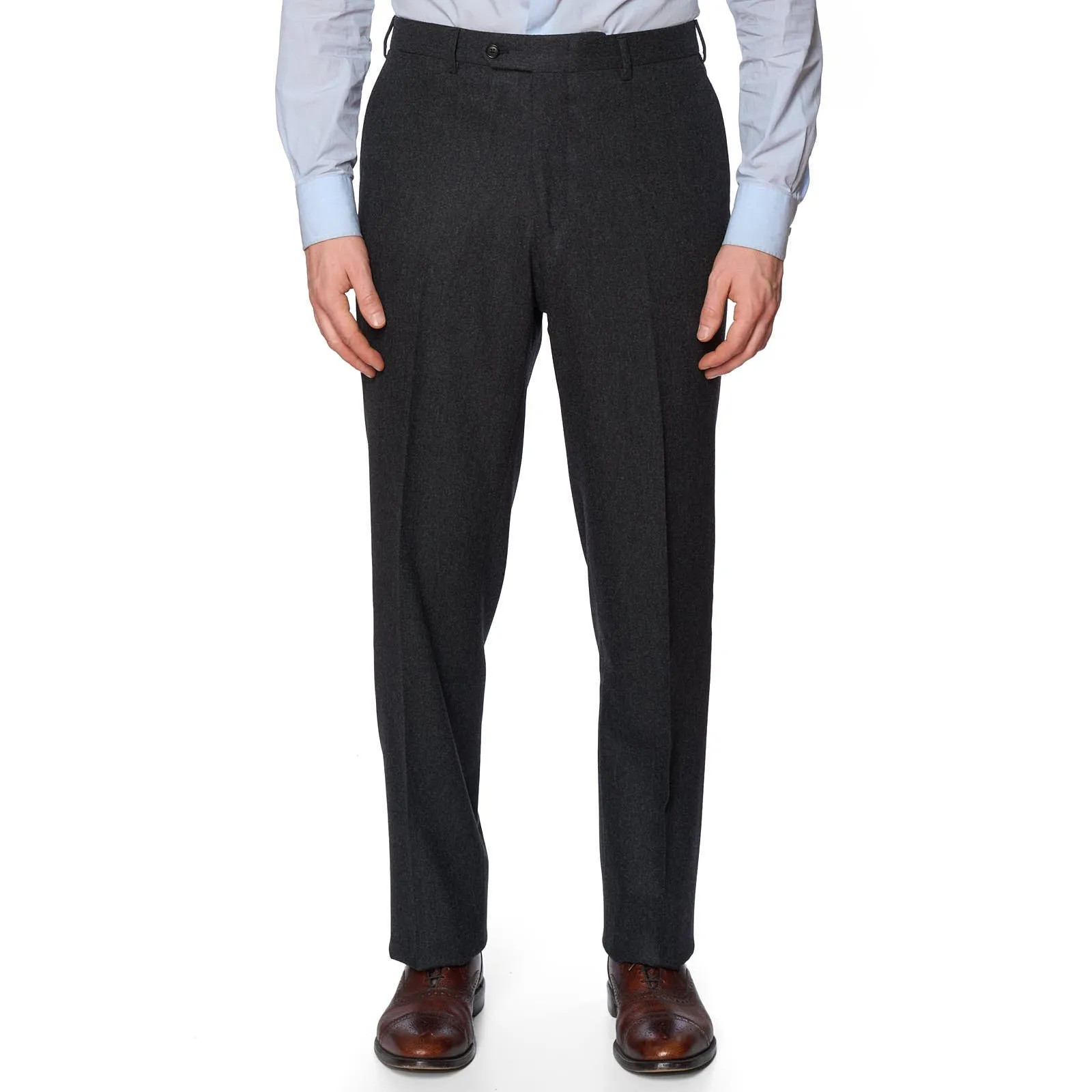 SARTORIA PARTENOPEA Charcoal Flannel S. 100's Handmade Suit EU 54 NEW US 42 44