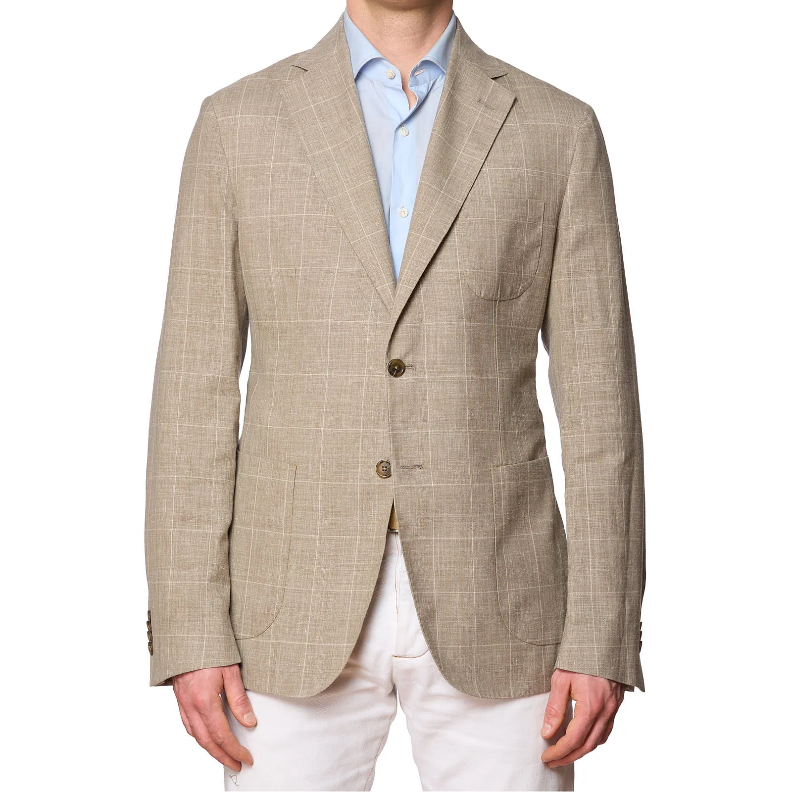 SARTORIA PARTENOPEA for DRINKWATER'S Gray Windowpane Linen Jacket NEW Current Model