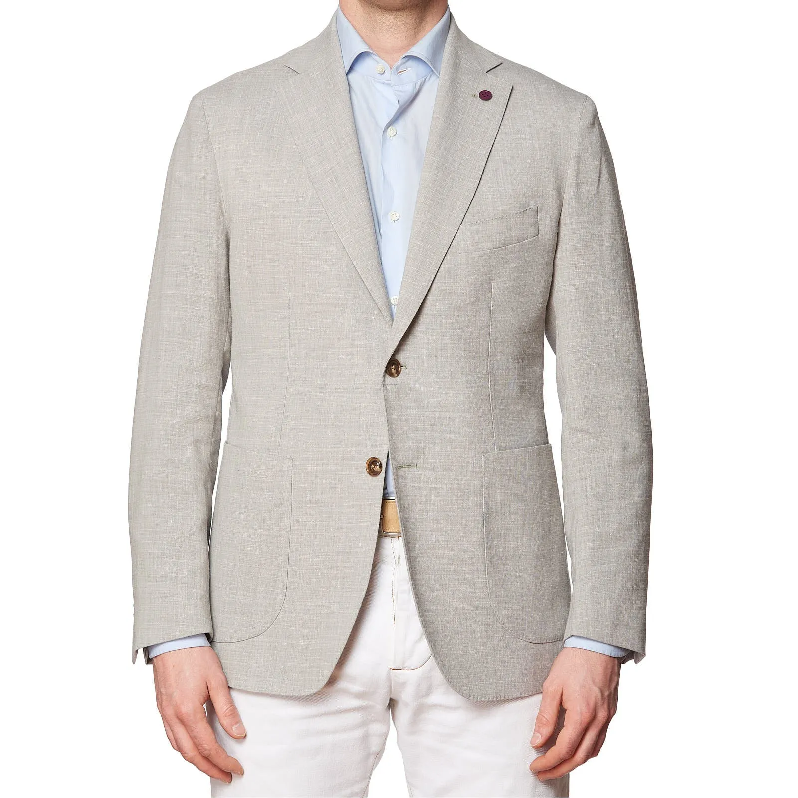 SARTORIA PARTENOPEA Gray Linen-Polyester Unlined Jacket NEW Current Model