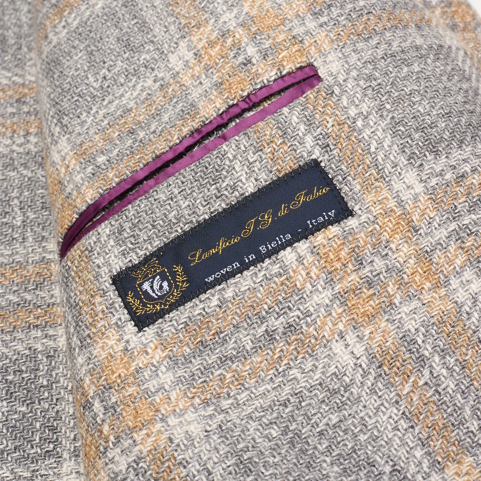 SARTORIA PARTENOPEA Gray Plaid Wool-Silk Jacket EU 50 NEW US 40 Current Model