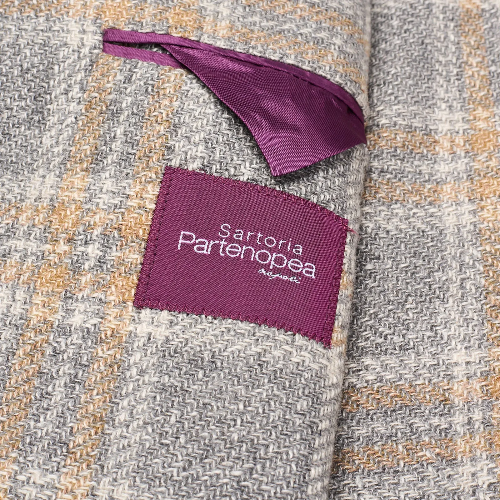 SARTORIA PARTENOPEA Gray Plaid Wool-Silk Jacket EU 50 NEW US 40 Current Model