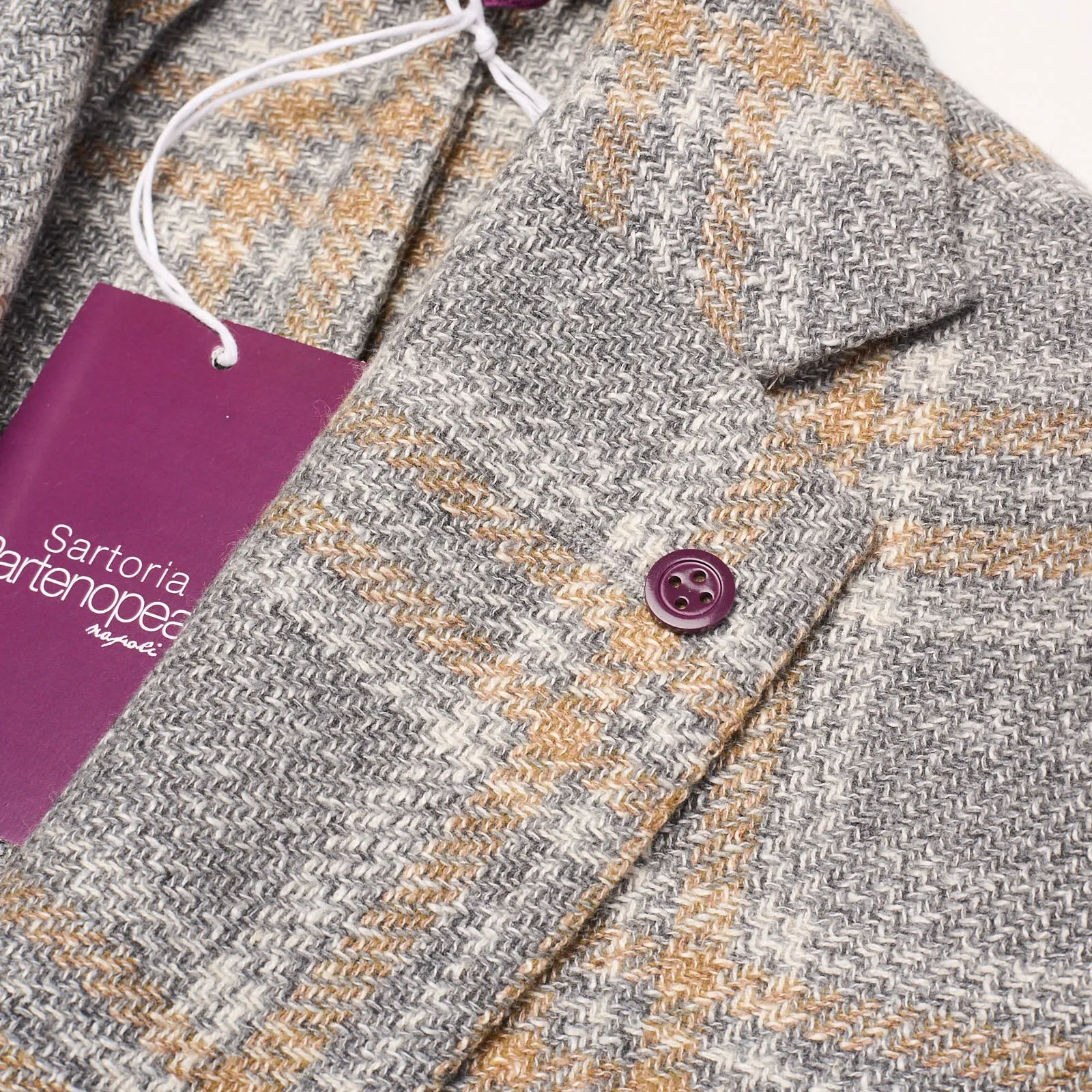 SARTORIA PARTENOPEA Gray Plaid Wool-Silk Jacket EU 50 NEW US 40 Current Model