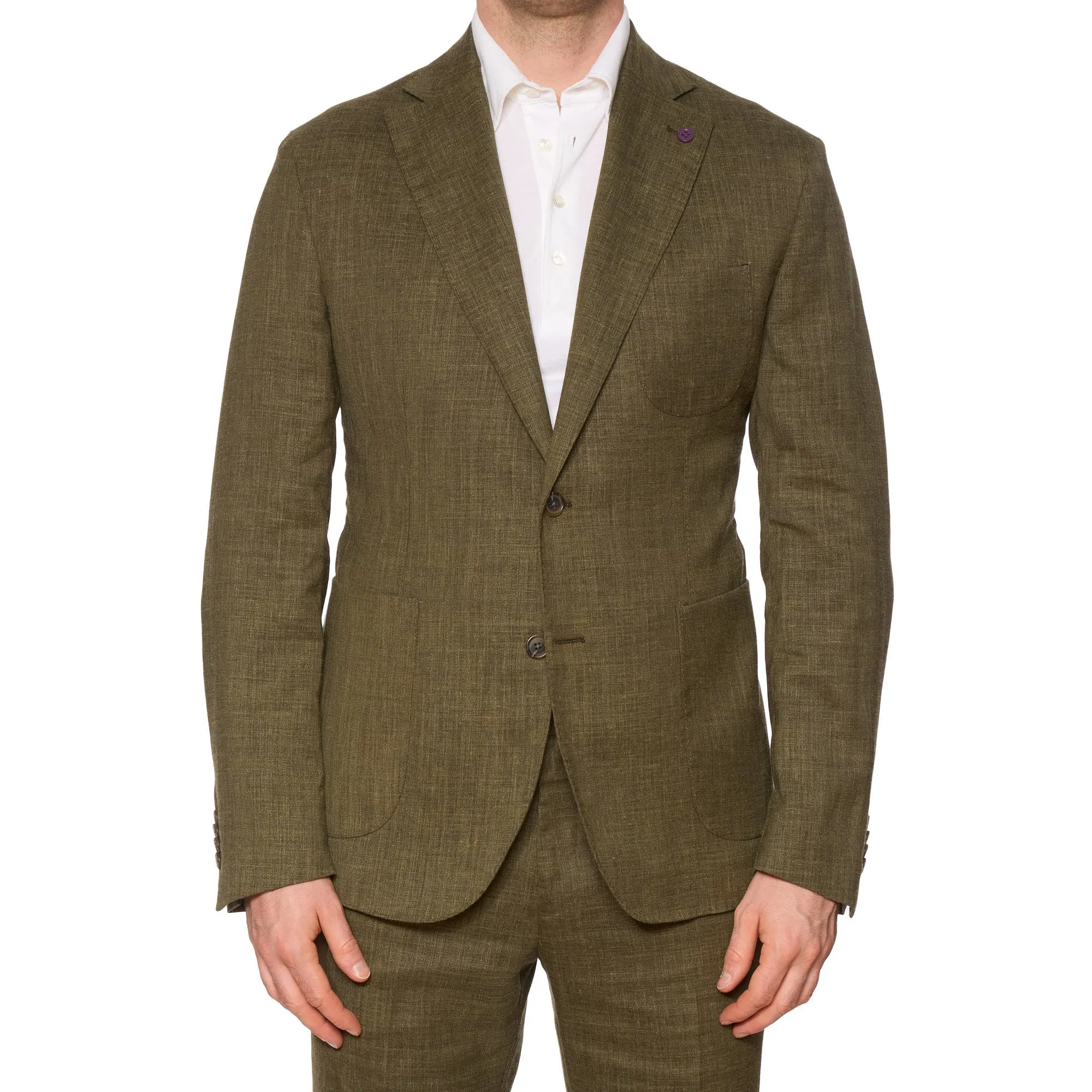 SARTORIA PARTENOPEA Green Linen Unlined Suit EU 52 NEW US 42 Current Model