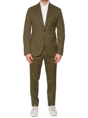 SARTORIA PARTENOPEA Green Linen Unlined Suit EU 52 NEW US 42 Current Model