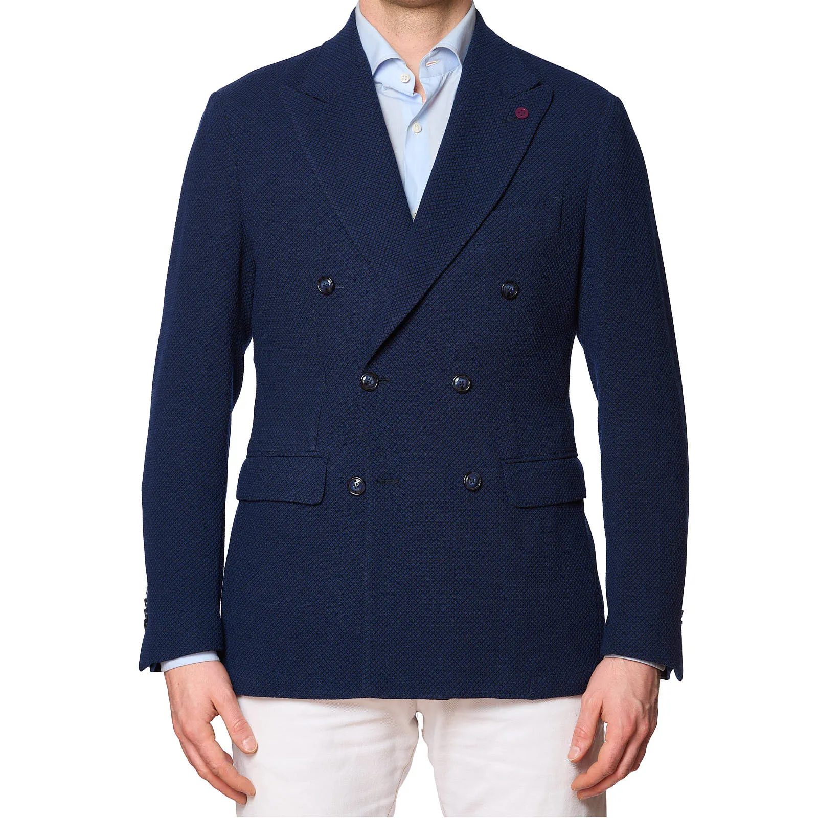 SARTORIA PARTENOPEA GUABELLO Blue Wool DB Jacket NEW Current Model