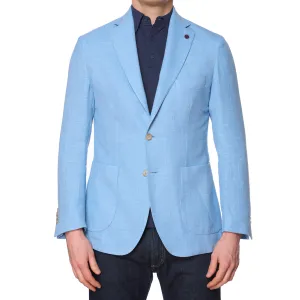 SARTORIA PARTENOPEA Light Blue Linen-Polyester Unlined Jacket NEW Current Model