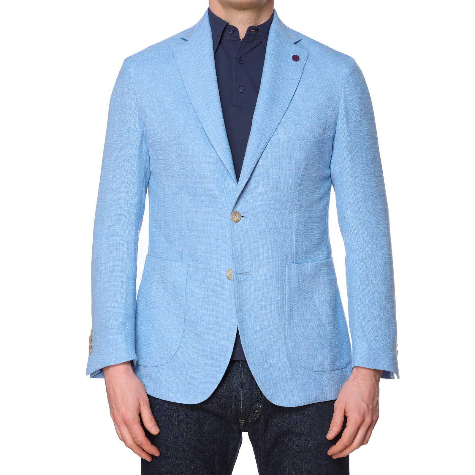 SARTORIA PARTENOPEA Light Blue Linen-Polyester Unlined Jacket NEW Current Model