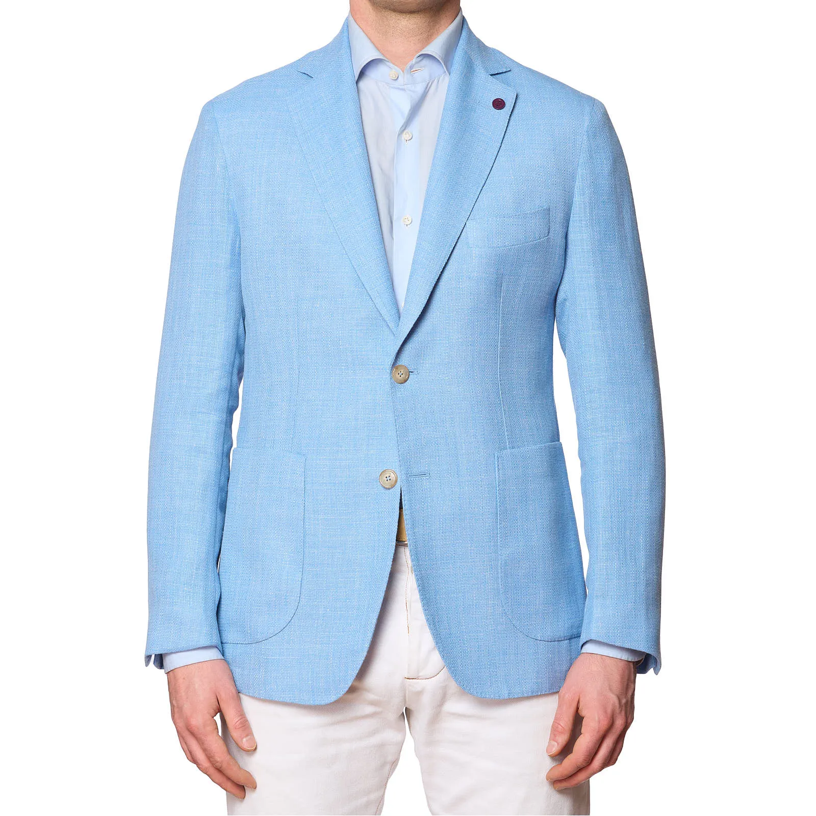 SARTORIA PARTENOPEA Light Blue Linen-Polyester Unlined Jacket NEW Current Model