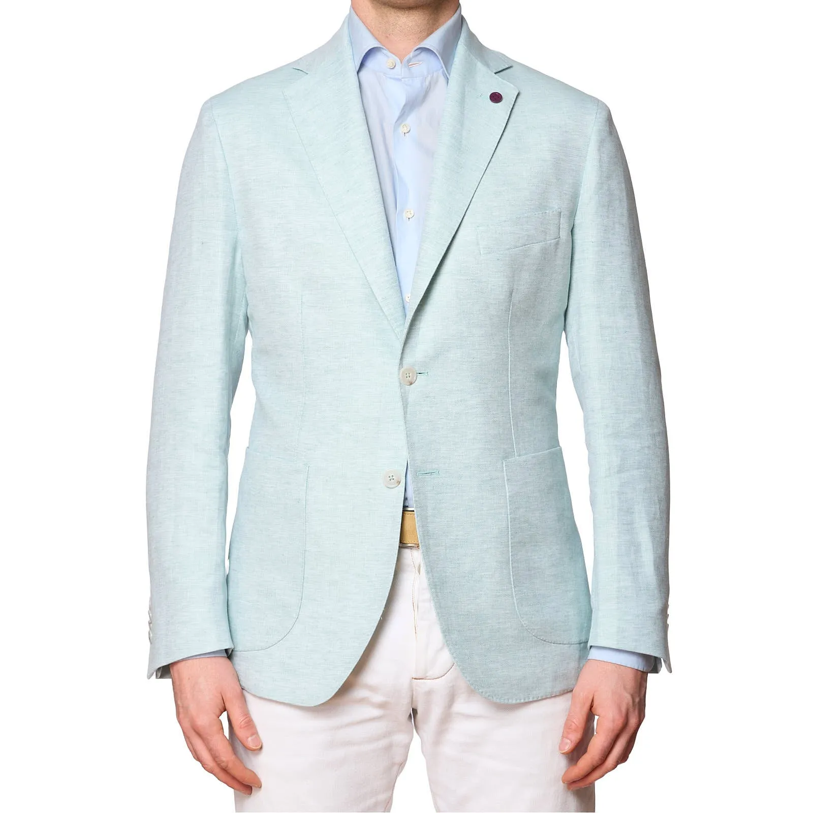 SARTORIA PARTENOPEA Mint Color Cotton-Linen Unlined Jacket NEW Current Model