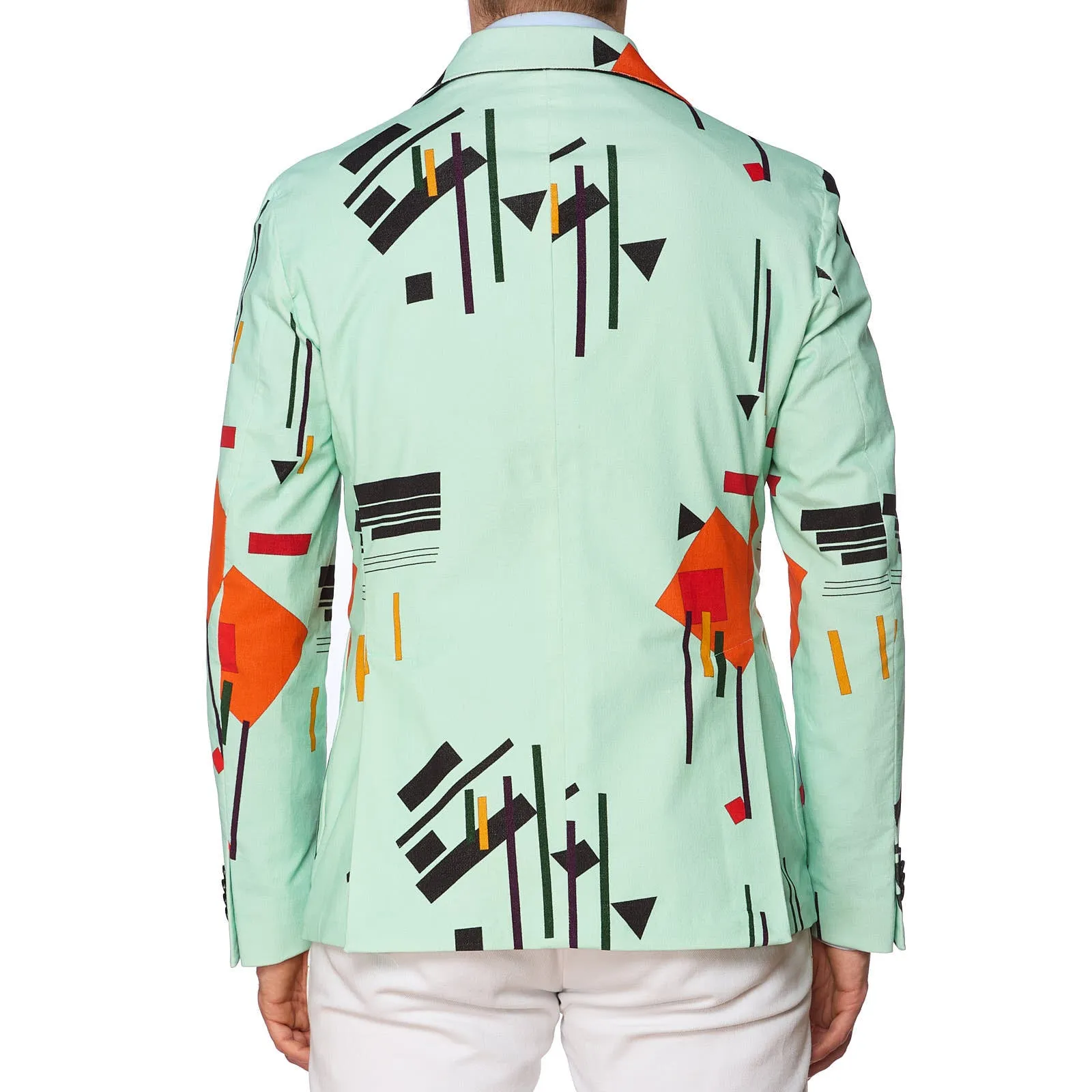 SARTORIA PARTENOPEA Mint Green Geometric Design Cotton-Elastane Jacket EU 50 NEW US 40 Current Model
