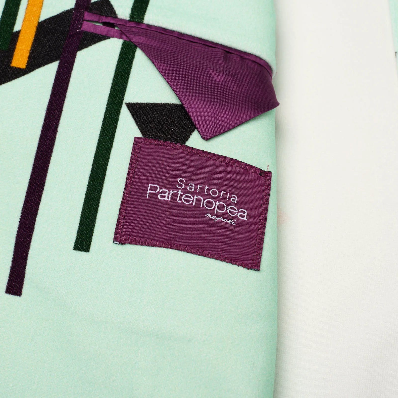 SARTORIA PARTENOPEA Mint Green Geometric Design Cotton-Elastane Jacket EU 50 NEW US 40 Current Model
