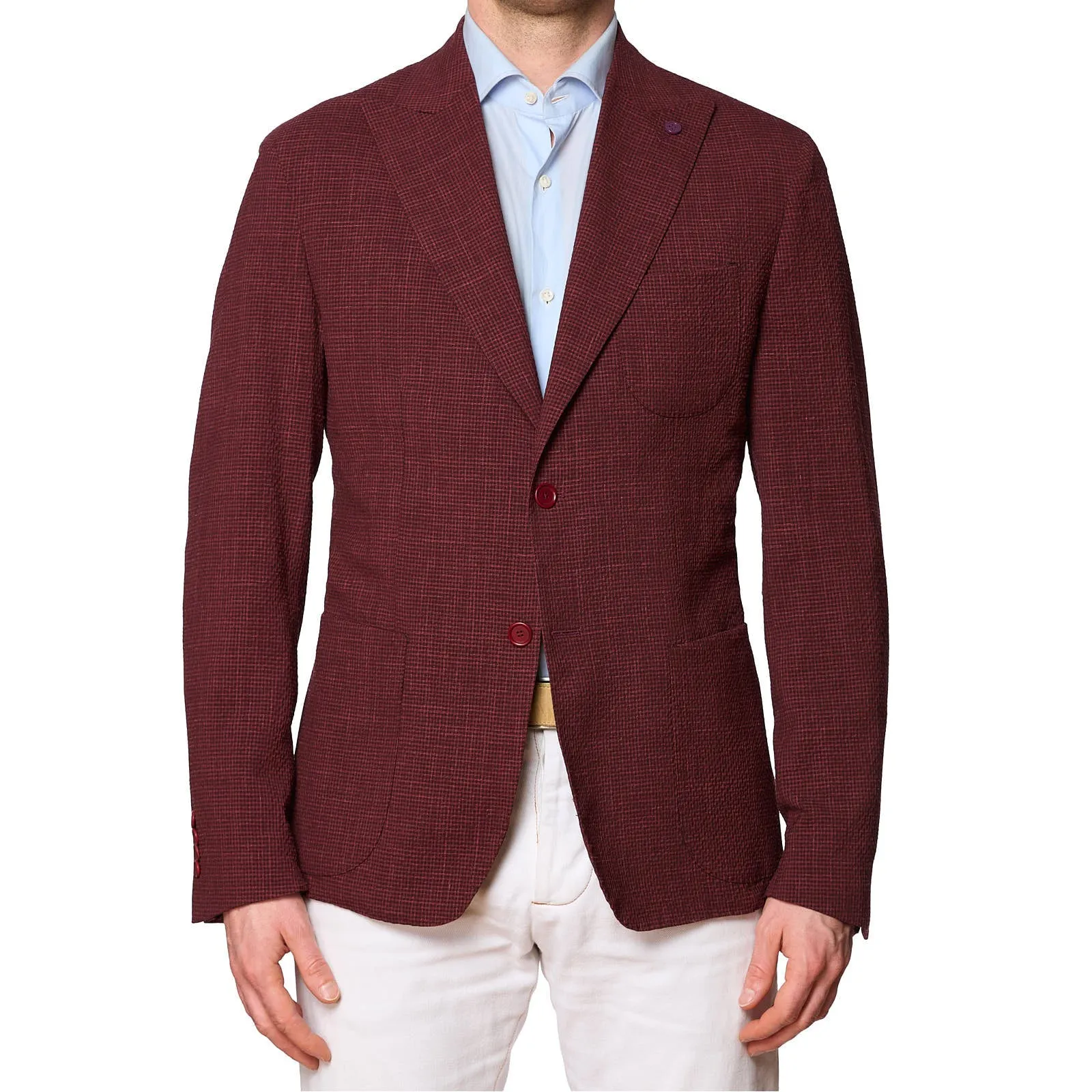 SARTORIA PARTENOPEA Red Wool-Silk-Linen Peak Lapel Jacket NEW Current Model