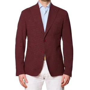 SARTORIA PARTENOPEA Red Wool-Silk-Linen Peak Lapel Jacket NEW Current Model
