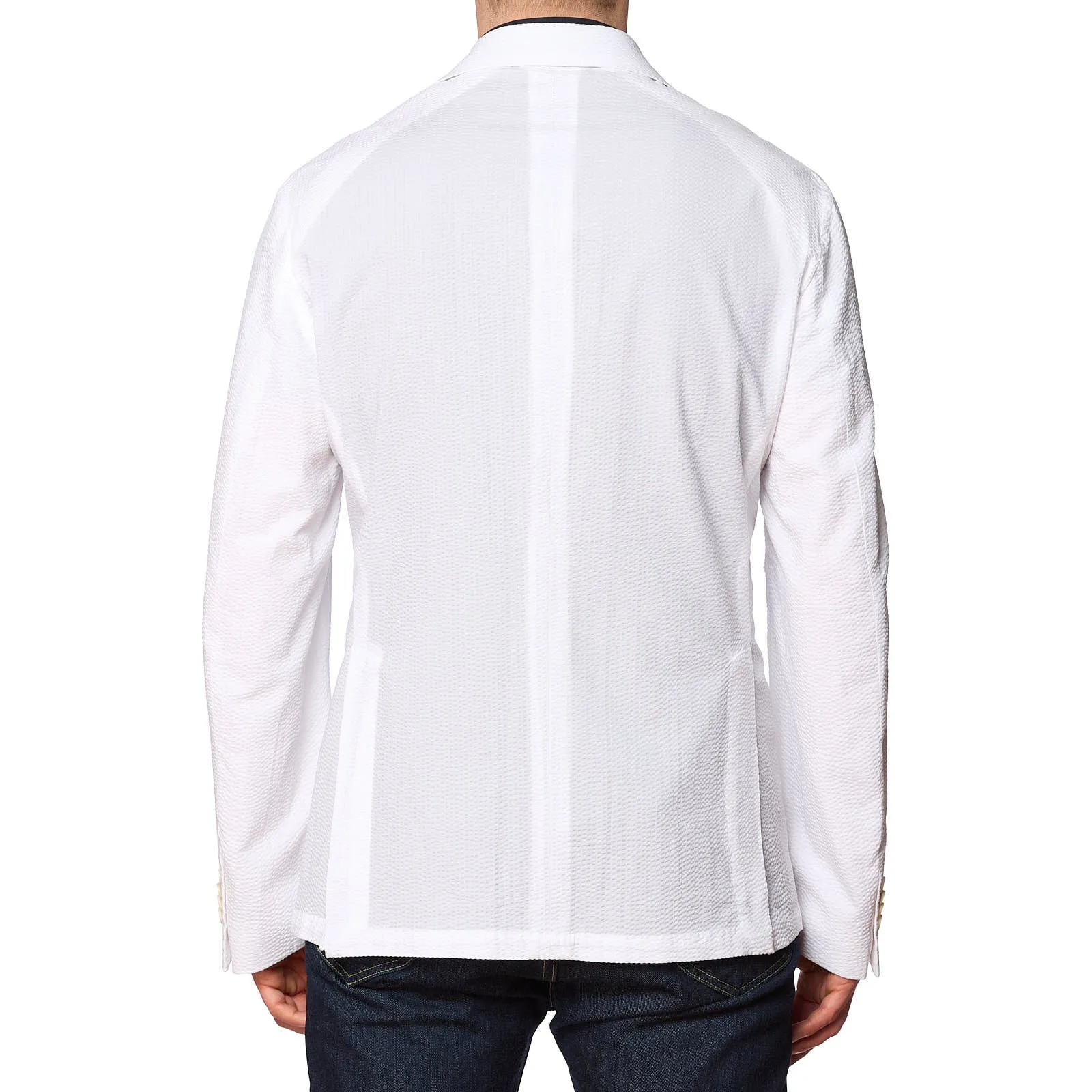SARTORIA PARTENOPEA White Seersucker Cotton Jacket EU 54 NEW US 44 Current Model