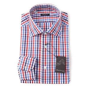 Sartorio Cotton Shirt in Blue and Red Check