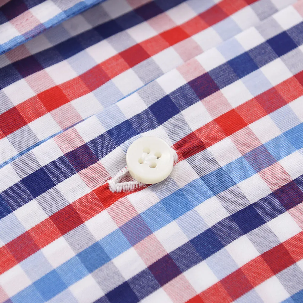 Sartorio Cotton Shirt in Blue and Red Check