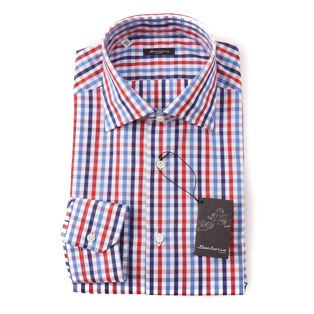 Sartorio Cotton Shirt in Blue and Red Check