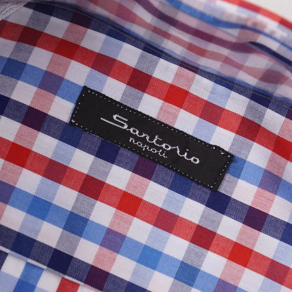 Sartorio Cotton Shirt in Blue and Red Check
