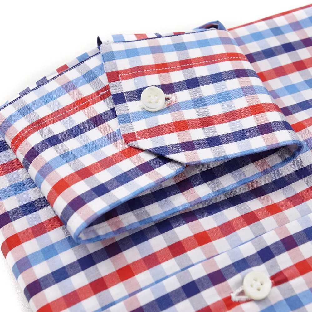Sartorio Cotton Shirt in Blue and Red Check