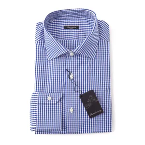 Sartorio Cotton Shirt in Blue Gingham Check